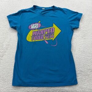 Vans Warped Tour Ten Graphic T Shirt Blue Short Sleeve Womens Small